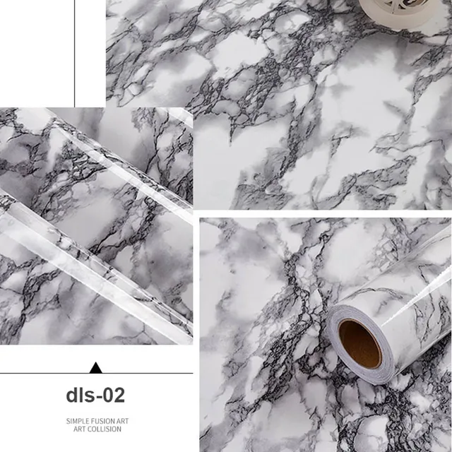 Pearl White DIY Decorative Film PVC Self Adhesive Wall Paper Furniture Renovation Stickers Kitchen Cabinet Waterproof Wallpaper Marble-02