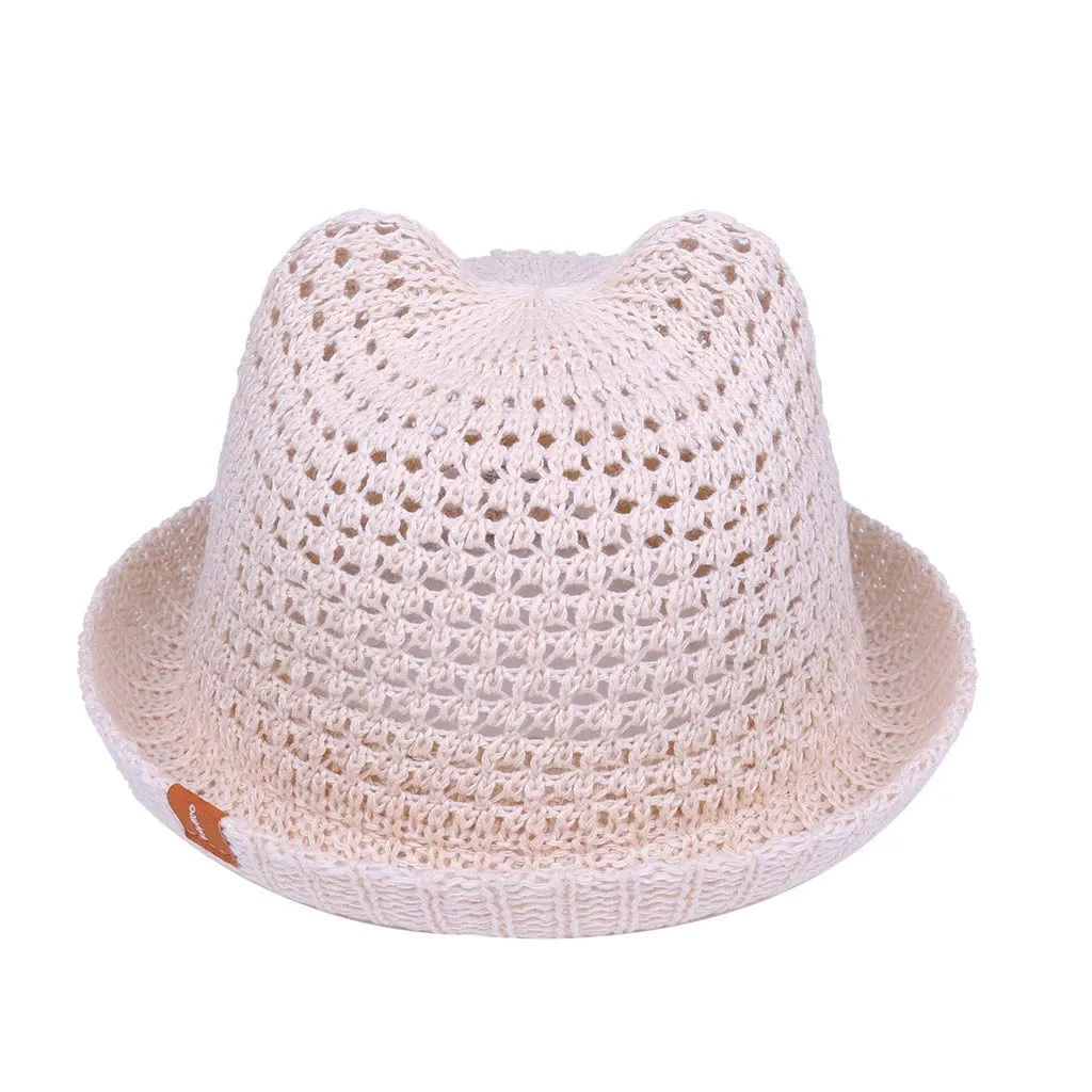 Fashion single product personality high quality cute children's sun hat Summer Baby Cat Ears Cotton Thread Openwork Hat шапка05