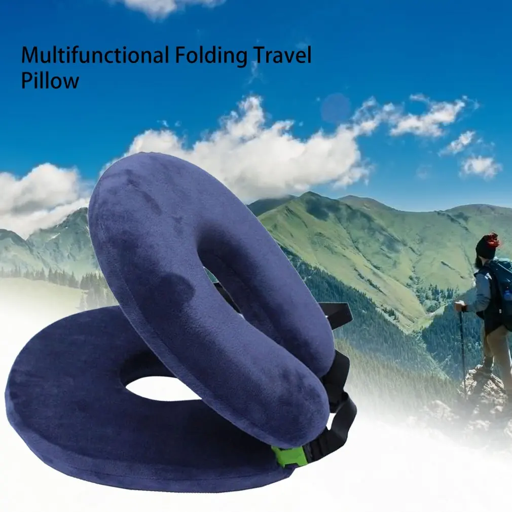 Multi-Function Folding U-Shape Travel Pillow for Airplane Inflatable Neck Pillow 4Colors Comfortable Pillows for Sleep Textile