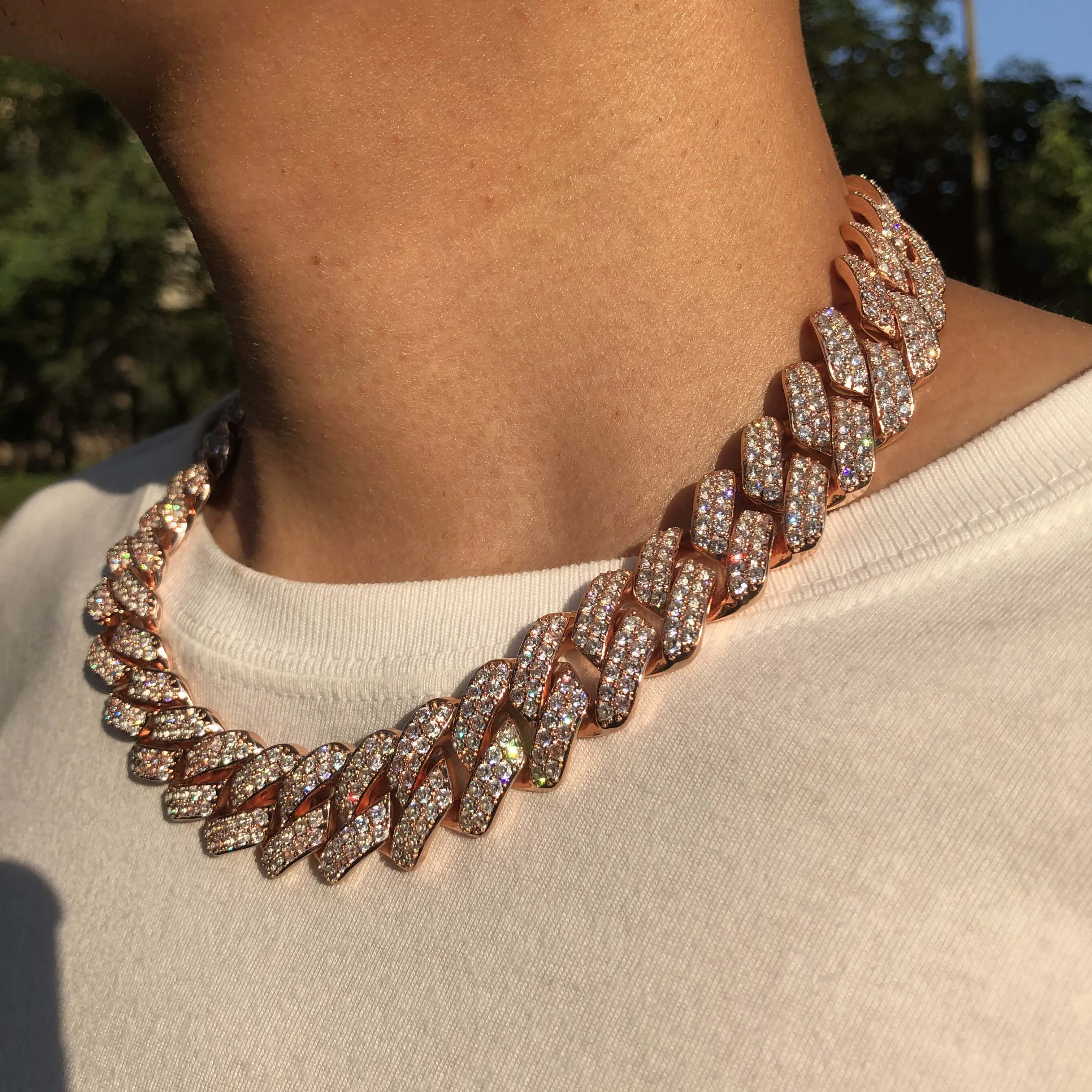 19 мм iced out зубец кубинская цепь ювелирные изделия Хип-хоп для мужчин