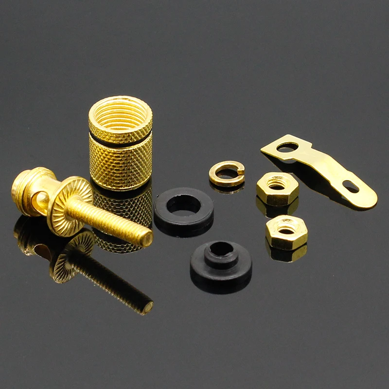2pcs 골드 도금 앰프 스피커 터미널 바인딩 포스트 바나나 플러그 소켓 커넥터 4mm 바나나 플러그에 적합