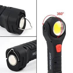 Lampe de poche à LED Cob, Rechargeable, à main, lampe de travail, 7 Modes, lampe d'urgence, crochet suspendu, pour Camping 