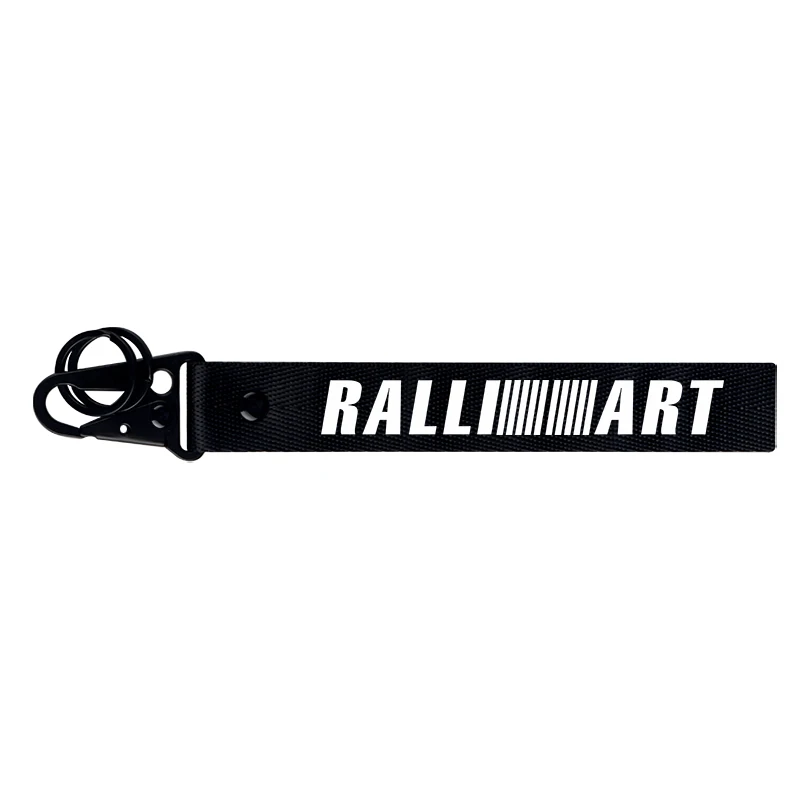 Автомобильный Стайлинг RALLIART эмблема цинковый сплав лента брелок для ключей для Mitsubishi RalliArt Lancer Rally Art 10 Asx автомобильные аксессуары - Название цвета: Black