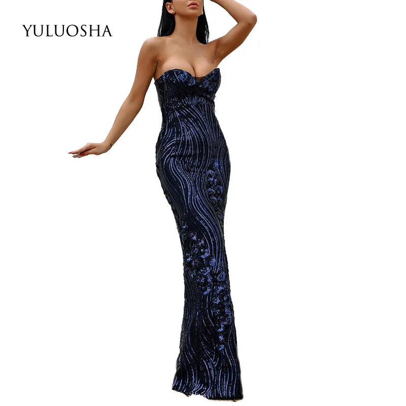 YULUOSHA/Новинка 2020 года Сексуальное элегантное вечернее платье без рукавов