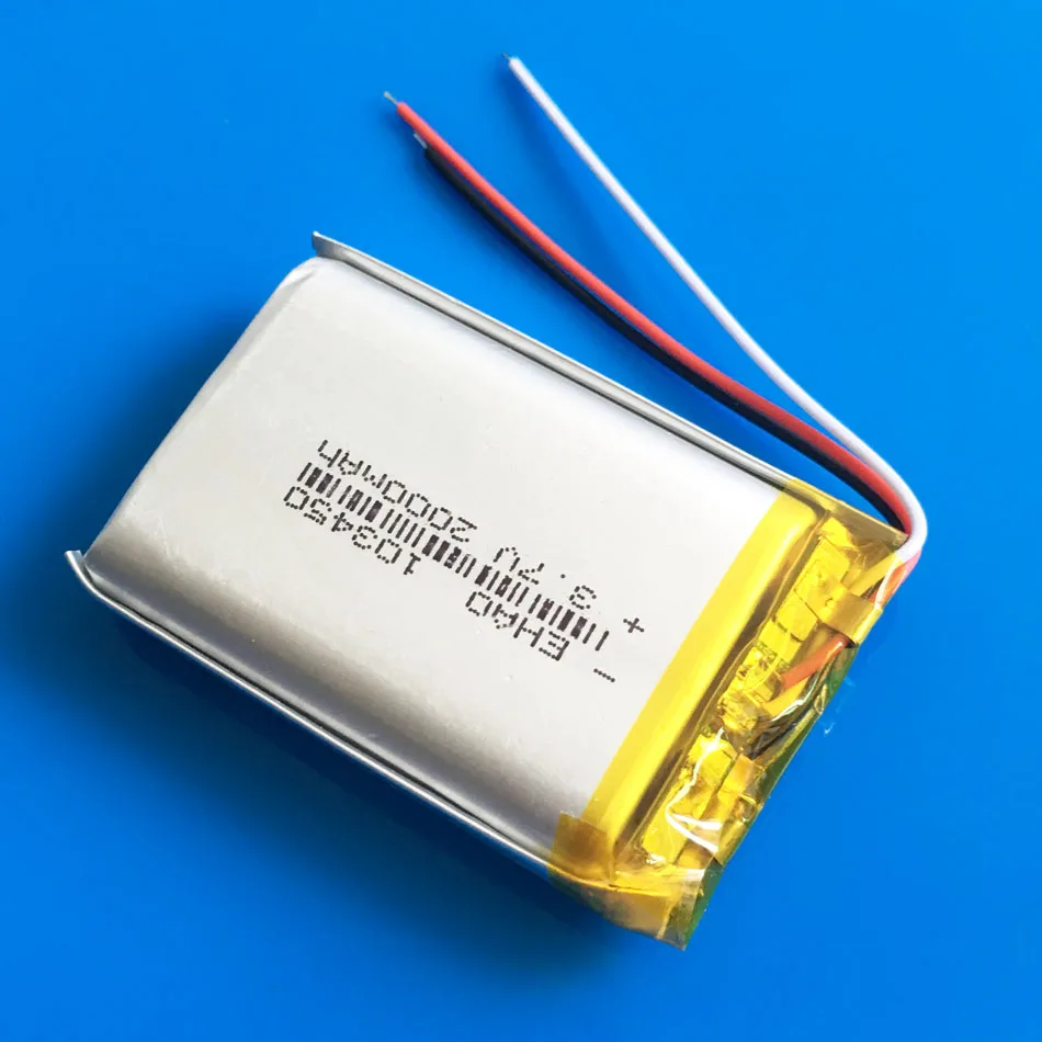 3 шт 103450 3 провода 2000mAh 3,7 V литий-полимерная аккумуляторная батарея для MP3 gps навигатор DVD гарнитура электронная книга камера