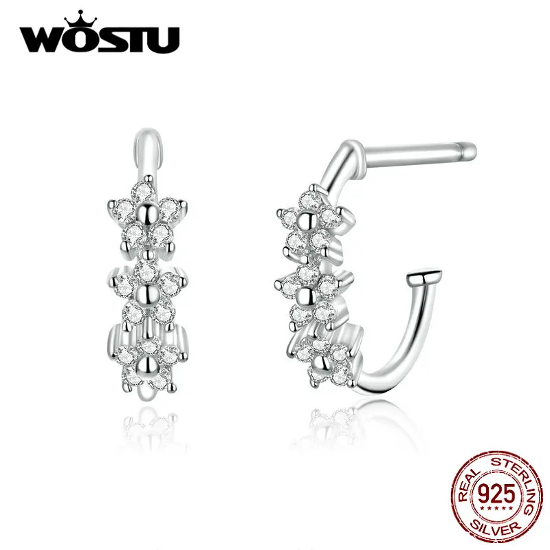

WOSTU Real 925 Sterling Silver Blossom Flower Stud Earrings For Women Wedding Engagement Earrings Luxury Jewelry Gifts CQE756
