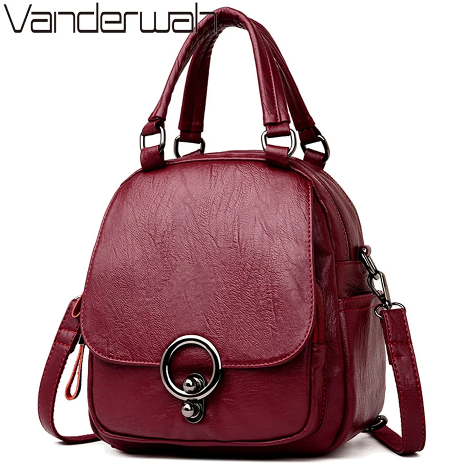 

3-in-1 Backpack Multifunction Women Backpack Leather School Bag For Teenage Girls Mochila 2019 Travel Back Pack Sac A Main Femme
