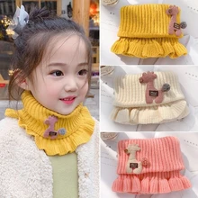 

Winter Baby Scarf Cute Cartoon Giraffe Ruffle Girls Kids Neck Warmer Outdoor Warm Elastic Knitted Newborn Children Scarves 1-5Y