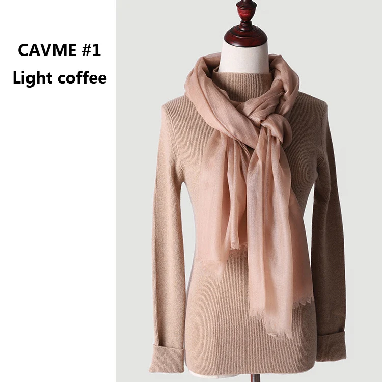 Белый CAVME Pure Cashmere Scarf for Ladies Long Scarves Largue Size Pashmina Solid Color 50g 100*220cm Luxury Gift for Mother - Цвет: Белый