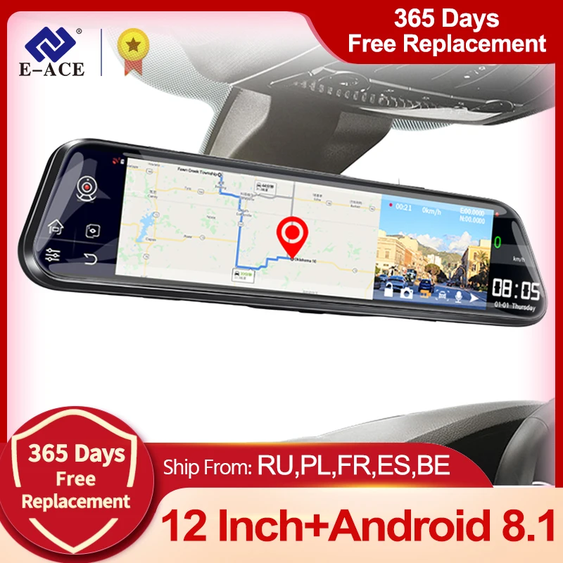 US $61.38 E Ace D14 12 Inch 4g Android 81 Car Dvr Mirror Gps