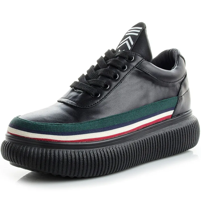 Женские кроссовки из натуральной кожи RASMEUP Белые Повседневные на платформе весна