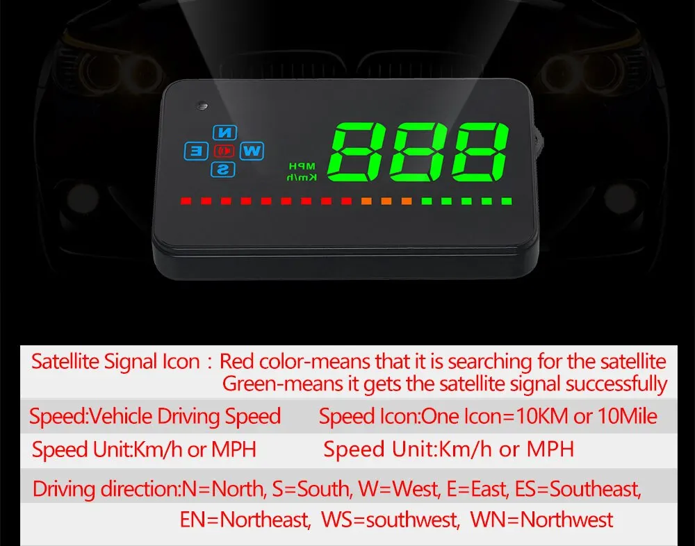 Автомобильный проектор скорости автомобиля HUD совместимый со всеми автомобилями скорость метр A2 электроника gps цифровой дисплей лобовое стекло проектор