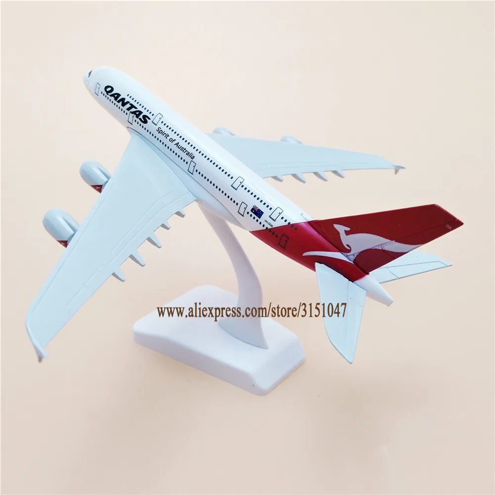 Модель самолета из металлического сплава 18 см Air QANTAS Spirit Of Ausralia Airbus 380 A380 | Игрушки