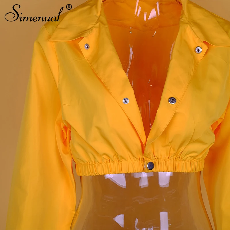 Simenual, мода, женские куртки на пуговицах с длинным рукавом, осенняя Повседневная однотонная верхняя одежда с отложным воротником, базовые тонкие короткие куртки
