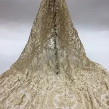 5 ярдов xb01#4 цвета хорошее качество Хорошая вышивка пайетками сетчатая кружевная ткань для распиловки вечернее свадебное платье