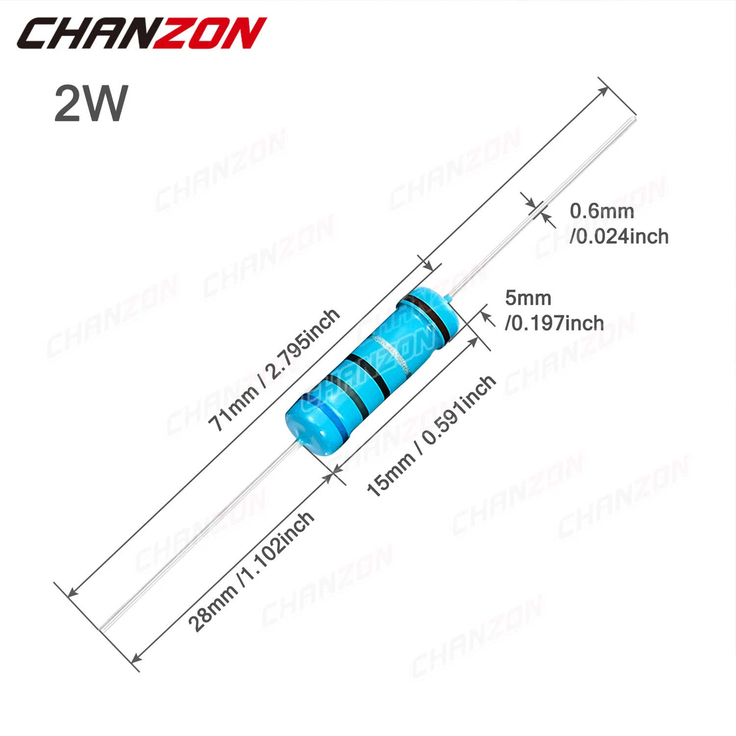 30 teile/los 2W 1% Hohe Präzision Metall Film Widerstand 1 2,2 3,9 4,7 10 47 100 330 470 1K 4,7K 10K 47K 100K Ohm 2 Watt Widerstand – Detail 2