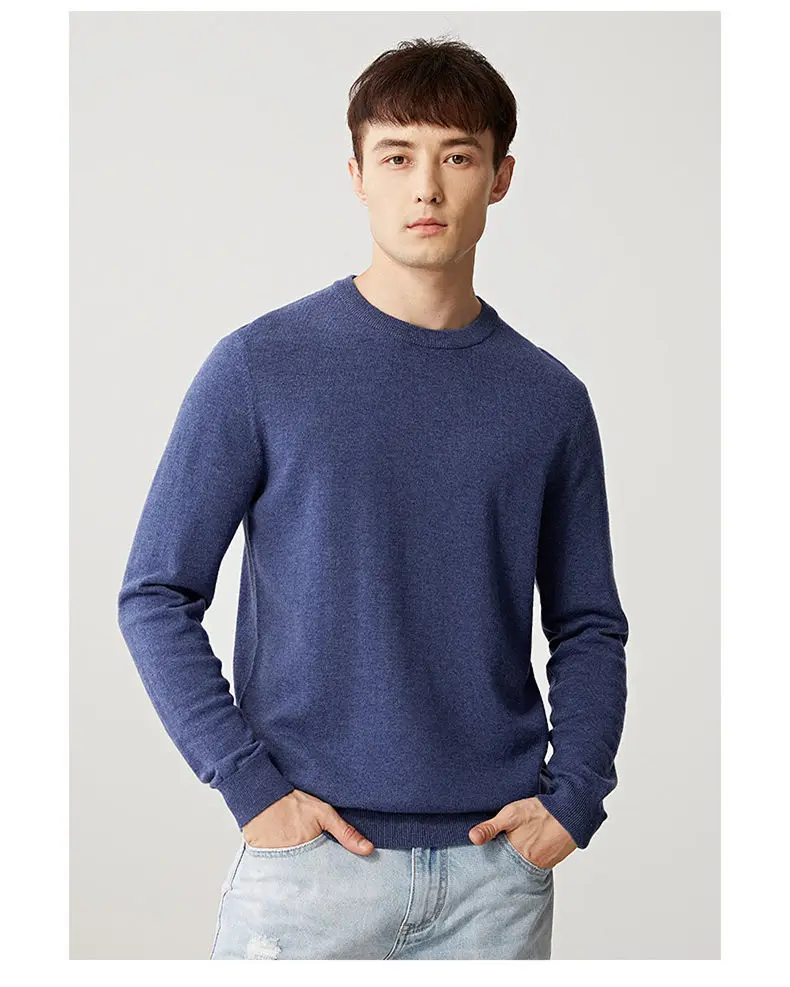6Colors Sweater Pullovers Men 100% Merino Wool Sweater Jumpers Man Winter Warm Mercerizing Fleece Sheep woolen Male knitwear 4XL 02
