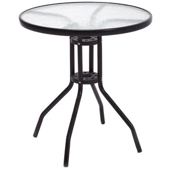 

Toughened glass round table discussion table and chair combination simple milk tea shop small table simple iron table and chair