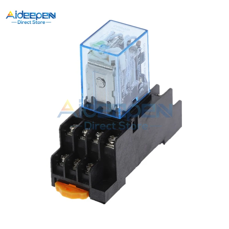 DC24V 1 комплект мини MY4NJ реле DC 12 В 24 В AC 110 В 220 В 5A 14 контактов MY4NJ релейный переключатель с релейная база розетка - Габаритные размеры: DC24V
