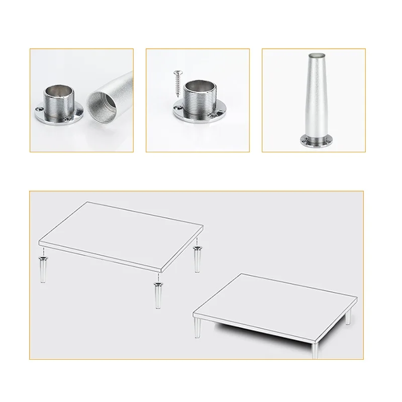4Pcs Zinc Alloy Adjustable Cone Furniture Cabinet Cupboard Feet Leg Matte Black Shiny Chrome Brush Leveling Taper