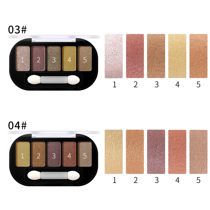 5-color Shimmer матовая палитра теней для век водостойкая Smudge-proof color fast Eye Shadow Pro