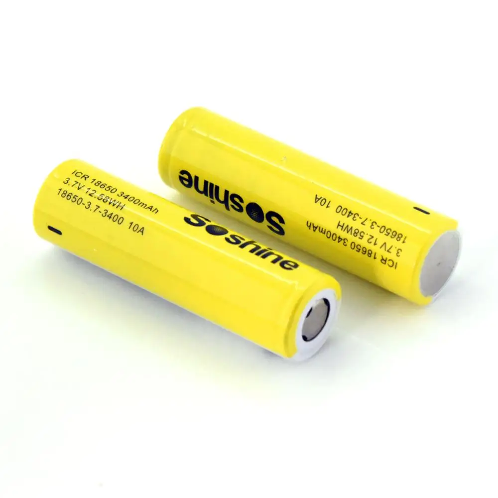 2xbattery 4 шт. Soshine 18650 аккумулятор ICR18650 3400 мАч 3,7 в 12.58WH 10A литий-ионная аккумуляторная батарея для электрического инструмента/фары - Цвет: 2xbattery
