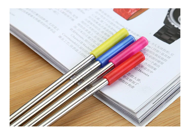 4pcs Reusable Metal Drinking Straws 304/316 Stainless Steel Sturdy Bent Straight Drinks Straw with Cleaning Brush