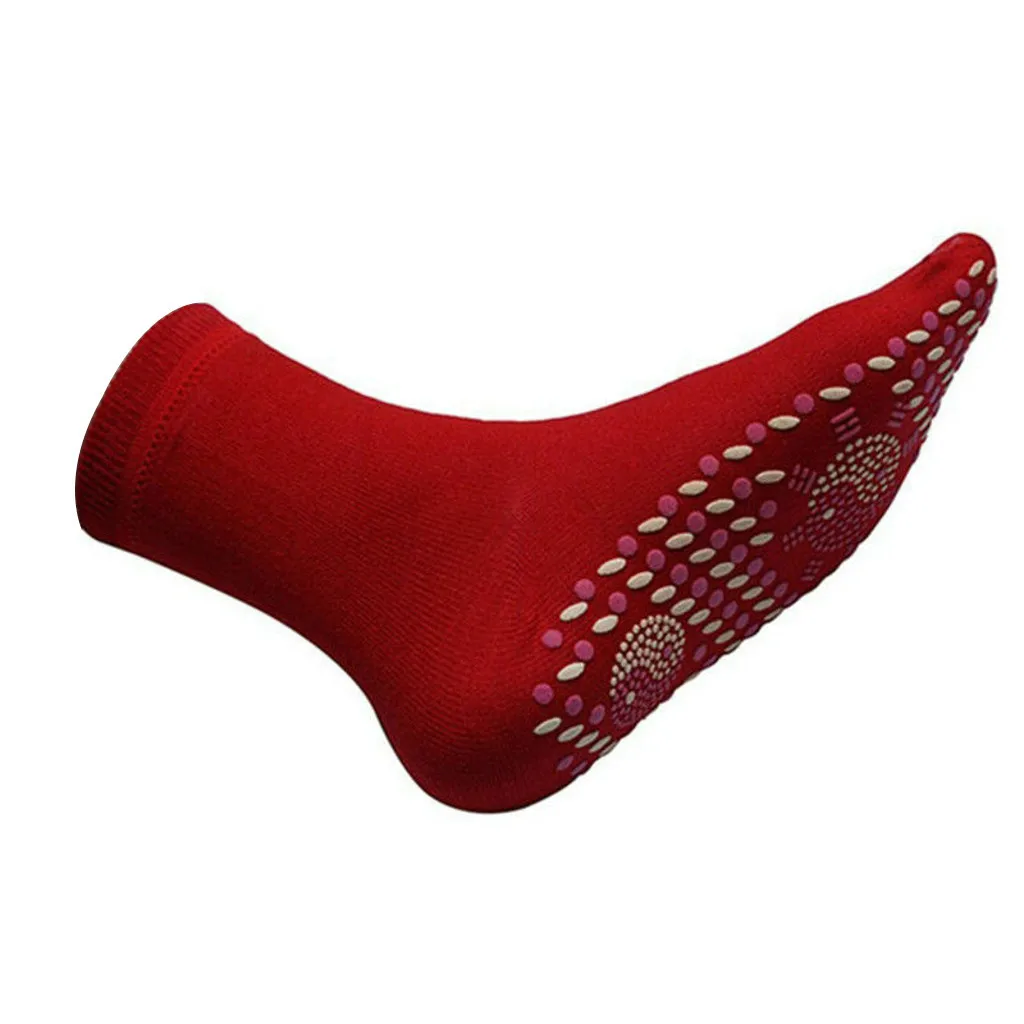 Унисекс Самонагревающиеся Медицинские носки 2 шт. турмалин магнитотерапия удобный дышащий массажер зимний теплый уход за ногами - Цвет: Красный