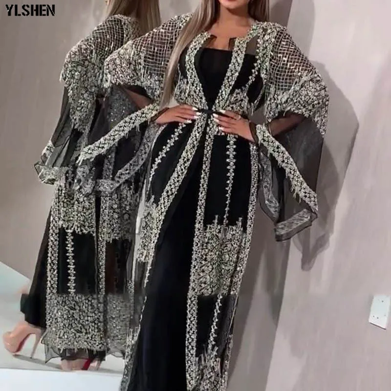 Black African Dresses for Women 2 Piece Set Dashiki African Dress Africa Clothes Girls Abaya Dubai Muslim Dress islam Clothing 01