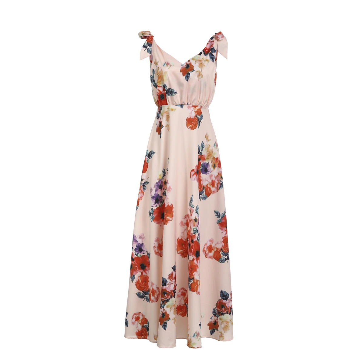 Женская длинная Boho Женская одежда макси вечерние летние пляжные сарафаны свободные без рукавов цветочные платья с открытой спиной с высокой талией - Цвет: A