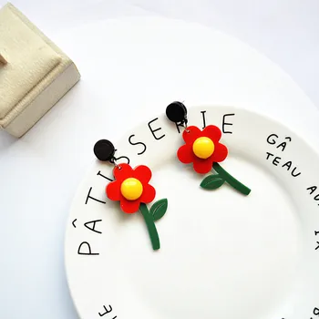

Japan and South Korea New Candy-colored Flower Earrings Creative Geometry Acrylic Sheet Personal Temperamental Earrings
