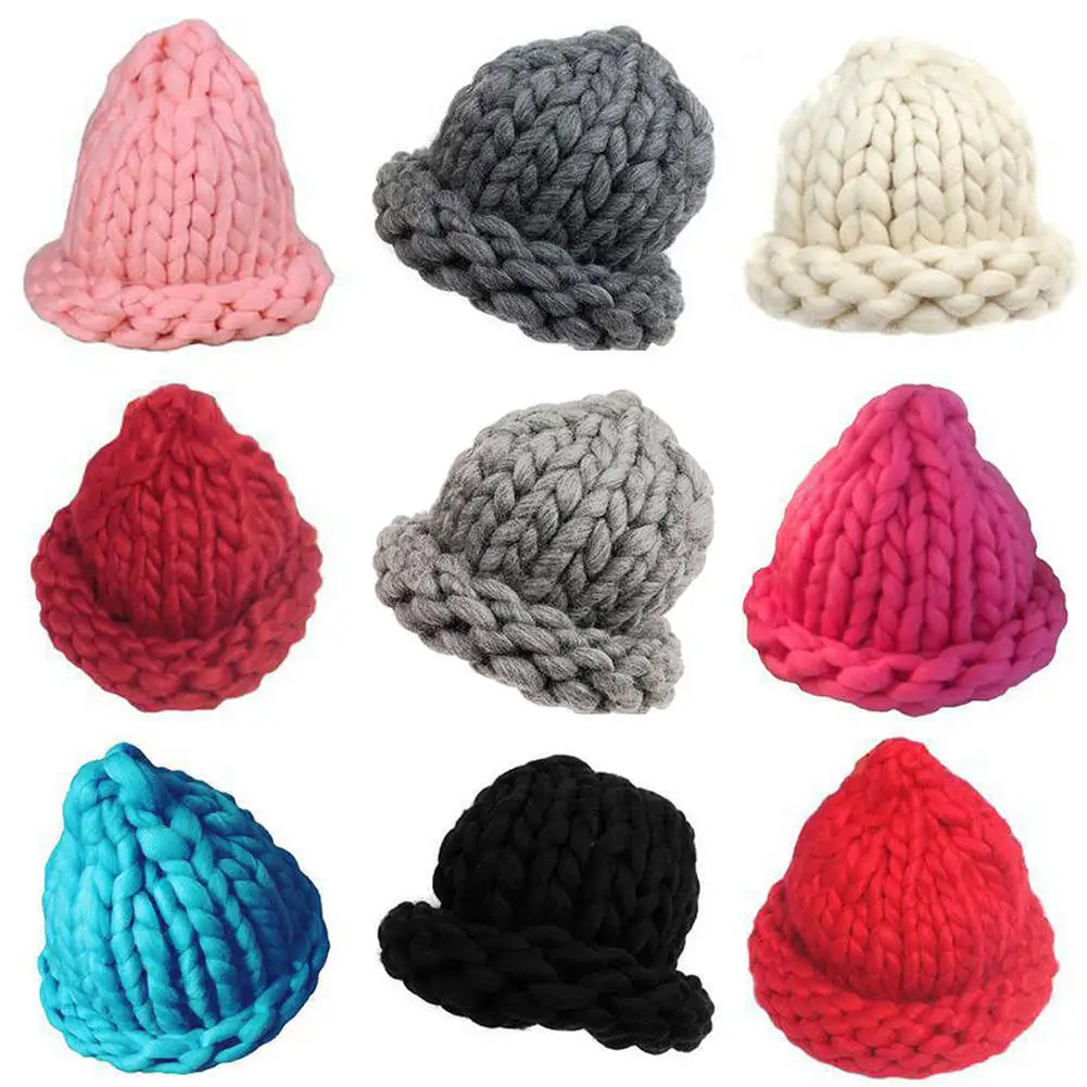 Женская мода Зимняя шерстяная шапка шапки грубой вязки наружная теплая шляпа Лыжная вязаная шапочка, разные цвета на выбор