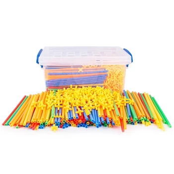 

4D DIY Straw Building Blocks Plastic Stitching Inserted Construction Assembled Blocks Bricks Educational Kids Toys