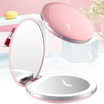 

Luminous Mini Portable LED Make-up Mirror With Lamp Make-up Girl Carry Round Small Mirror