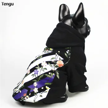 

Black patterned hoodie sweater for outdoor sports The autumn and winter coat of the French bulldog is a cat's clothes dog cotton