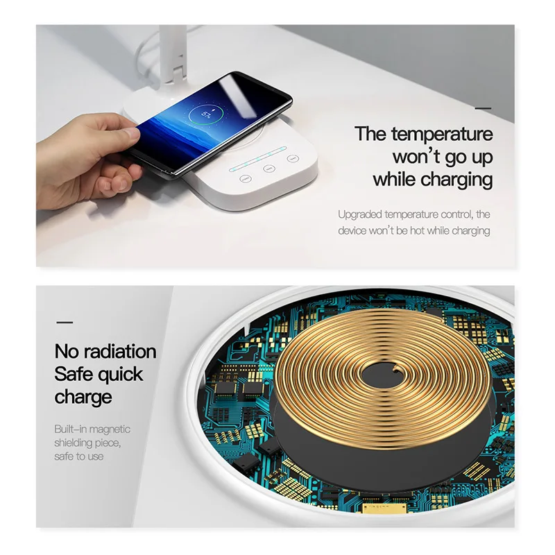 Baseus USB Lamp Night Light Smart Table Lamp with Qi Wireless Charger for iPhone XS Max X Desktop LED Light for Samsung