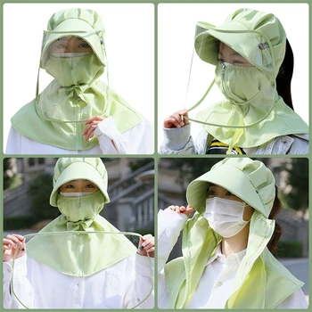 

Unisex Bucket Hat with Neck Casual Windbreak Hat UV Protection Face Neck Flap Man Full Cover Sunscreen Cap Sunhat Health Care