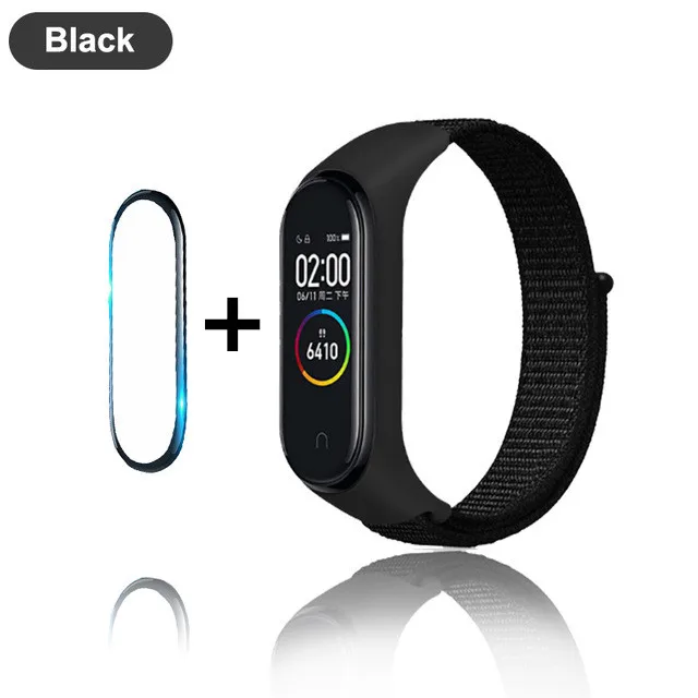 Нейлоновый ремешок-петля для Xiaomi mi 4 сменный дышащий браслет mi band 4 band 3 спортивный браслет для mi band 3 band 4 Stra - Цвет: Black