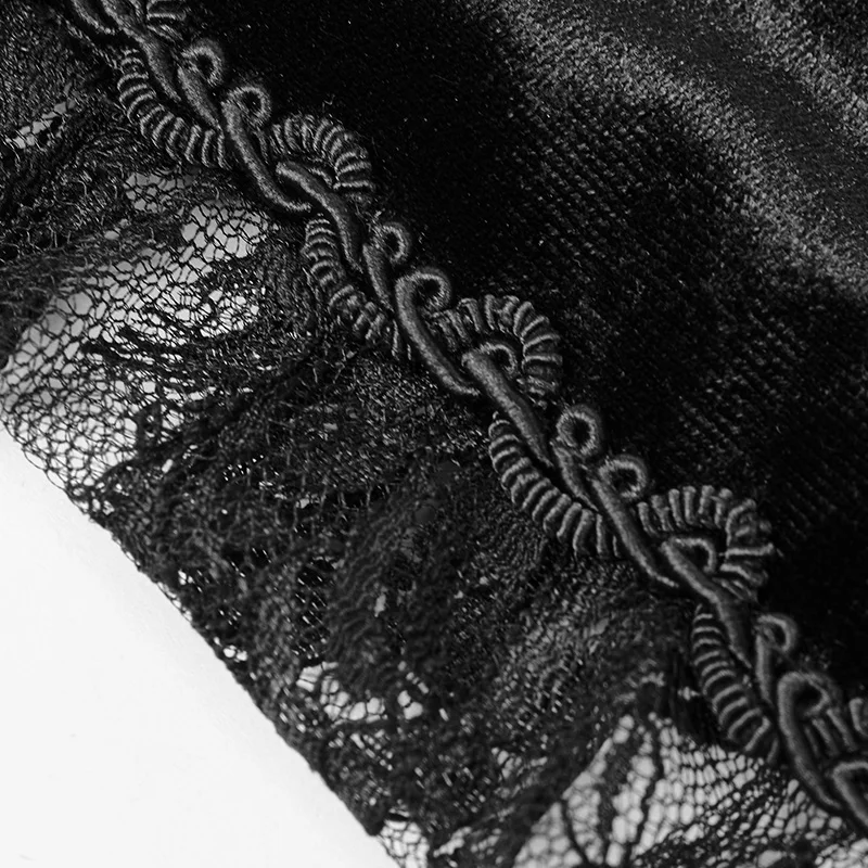 Панк рейв женские Лолита Короткие пальто бархатные кружева листьев лотоса выдалбливают сексуальные вечерние куртки с длинными рукавами