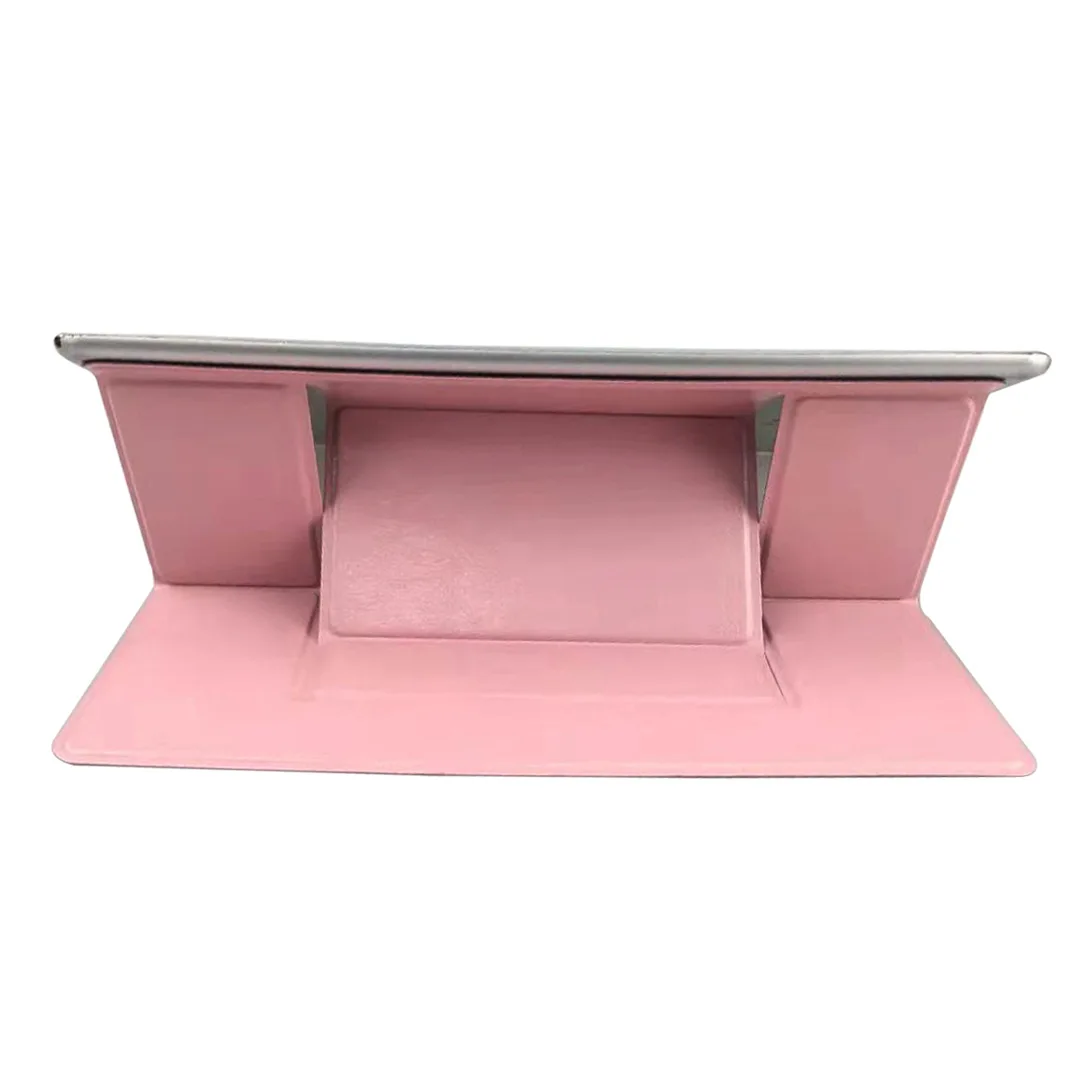 pink Регулируемая подставка для ноутбука складной кронштейн Подставка для ноутбука клейкая невидимая подставка PU портативный держатель для планшета для MacBook dell hp asus - Цвет: pink