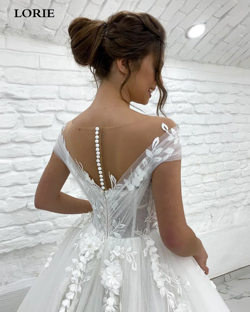 LORIE Princess Wedding Dress off The Shoulder 3D Lace Appliques Boho Bride Dresses Vestido De Novia Customized Ball Gowns 2022 3