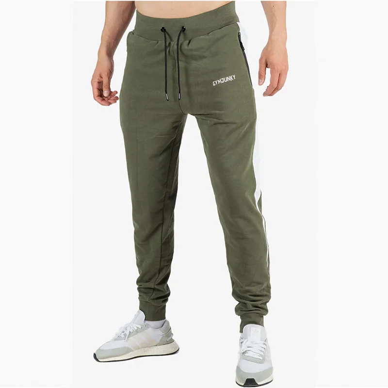 Army Green Мужские брюки длинные Мужские Спортивные штаны брюки мужские повседневные Черные Мужские штаны для бега Pantalon Homme тонкие хлопковые спортивные штаны для фитнеса - Цвет: Army Green