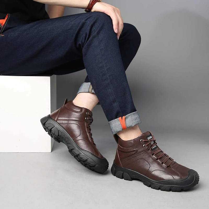 Мужские ботинки; очень теплые зимние ботинки из натуральной кожи; Мужские Зимние ботильоны на меху в военном стиле; Мужская обувь; zapatos hombre a4