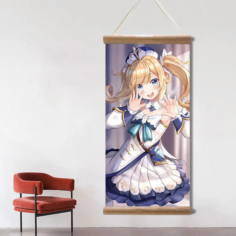 Genshin Impact Poster Barbara Ganyu Xiao Sexy Anime Picture Wall Canvas Posters Art Game Scroll Paintings for Living Room Decor