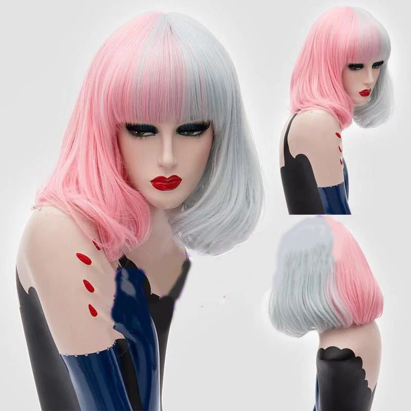 Парик для косплея HAIRJOY из синтетических волос черный белый двойной цвет Доступно