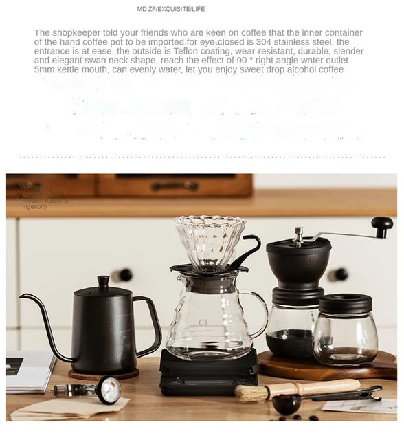 Wood Filter Coffee Machine 400ml Reusable Manual Coffee Maker Set American  Home Use Latte Coffee Tool Hand coffee maker set