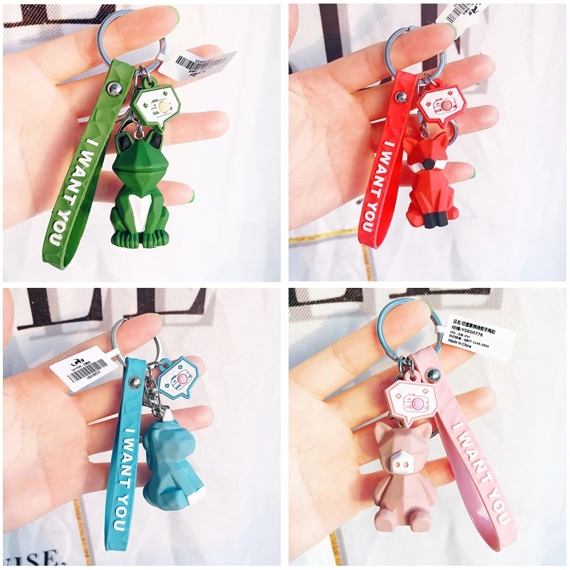 

2020 New Fashion Cute Dinosaur Keychain Key Chain Cartoon Cotton Stuffing Cartoon PU Keyring Creative Car Bag Phone Key Ring