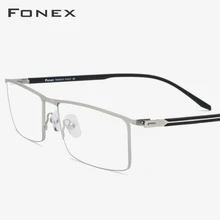 Сплав оправа для очков для мужчин Сверхлегкий полуквадратный рецепт Близорукость Оптические очки рамки Безвинтовые очки 9234