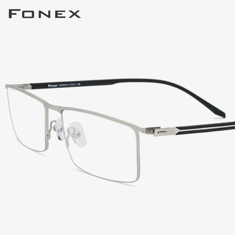 

Alloy Eyeglasses Frame Men Ultralight Half Square Prescription New Myopia Optical Glasses Frames Screwless Eyewear 9234