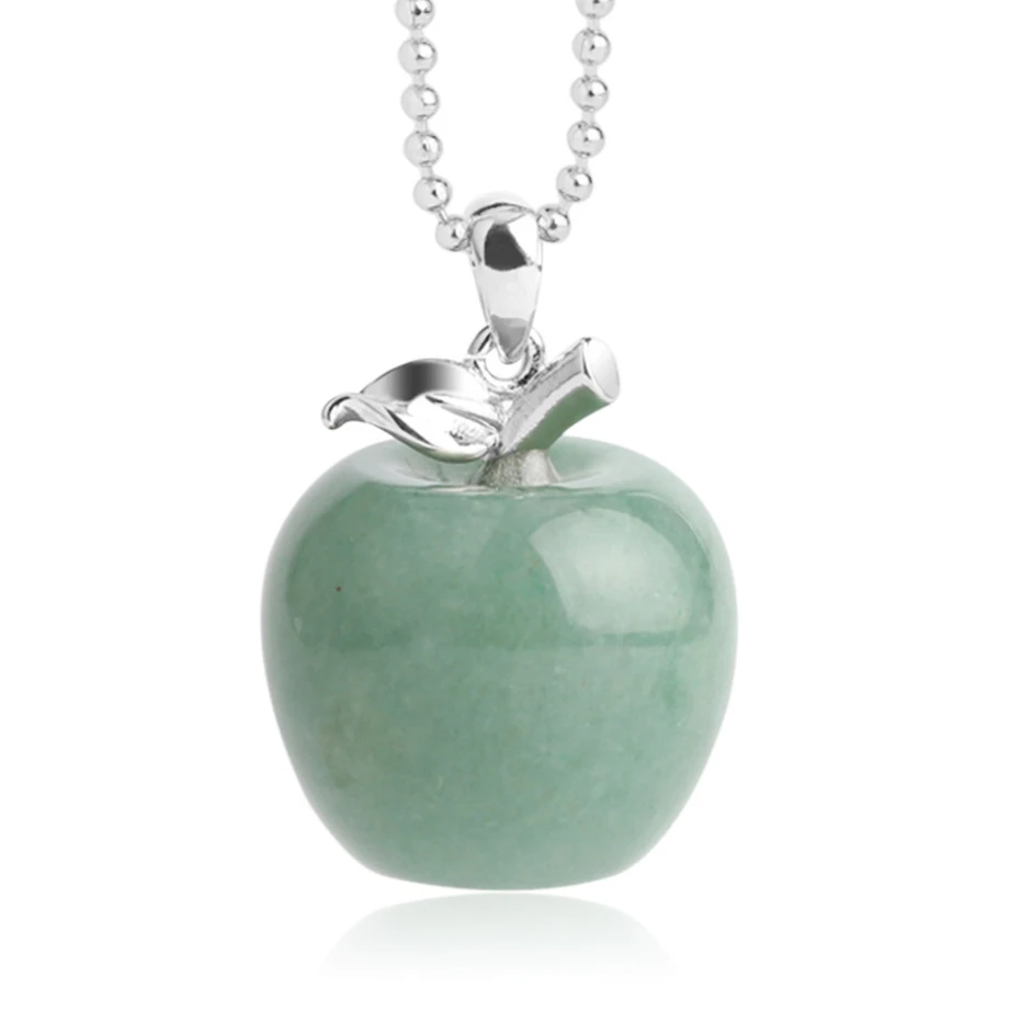 Ожерелье с кулоном-яблоком из натурального камня для женщин и девочек, ожерелье из кварцевых бусин и кристаллов, модное очаровательное женское ювелирное изделие - Окраска металла: E